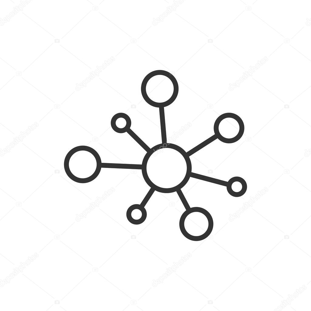 Hub network connection sign icon in flat style. Dna molecule vec