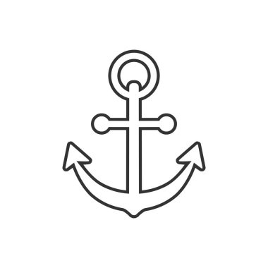 Düz tarzda tekne çapa işareti simgesi. Deniz teçhizat vektörü i