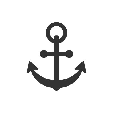 Düz tarzda tekne çapa işareti simgesi. Deniz teçhizat vektörü i