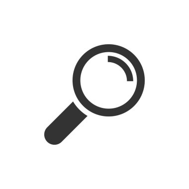 Düz tarzda Loupe işareti simgesi. Büyüteç vektör illüstrasyon üzerinde 