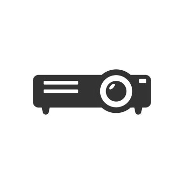 Video projektör işareti simgesi düz tarzda. Sinema sunum dev