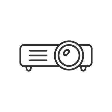 Video projektör işareti simgesi düz tarzda. Sinema sunum dev