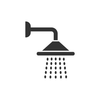 Düz tarzda duş işareti simgesi. Banyo su cihazı vektör hasta
