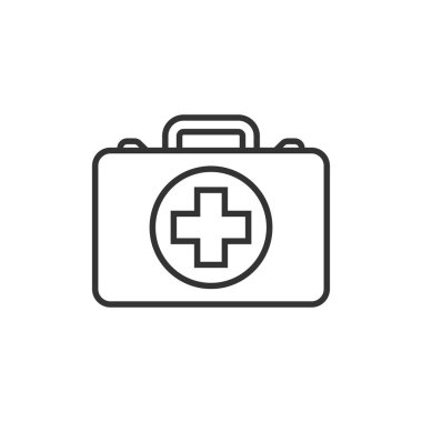 Düz tarzda ilk yardım kiti simgesi. Sağlık, yardım ve tıbbi tanı