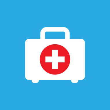 Düz tarzda ilk yardım kiti simgesi. Sağlık, yardım ve tıbbi tanı