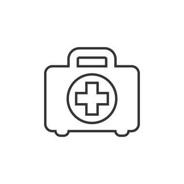 Düz tarzda ilk yardım kiti simgesi. Sağlık, yardım ve tıbbi tanı