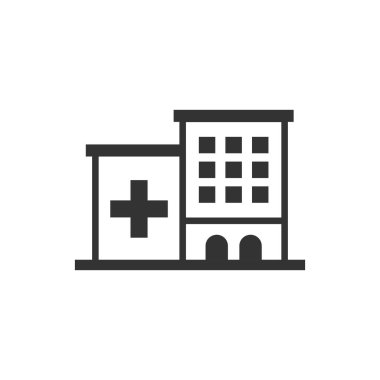 Düz tarzda hastane binası simgesi. Revir vektör illüstratör