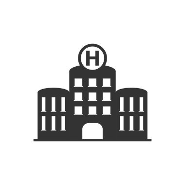 Düz tarzda hastane binası simgesi. Revir vektör illüstratör