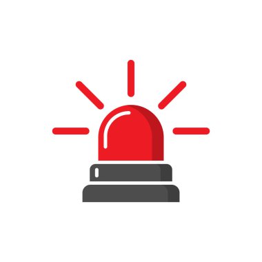 Düz tarzda acil siren simgesi. Polis alarm vektör illustra