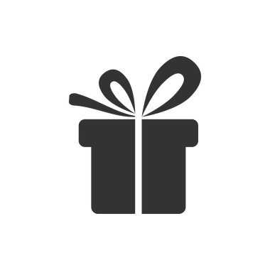 Düz tarzda hediye kutusu simgesi. Paket vektör çizimini sun