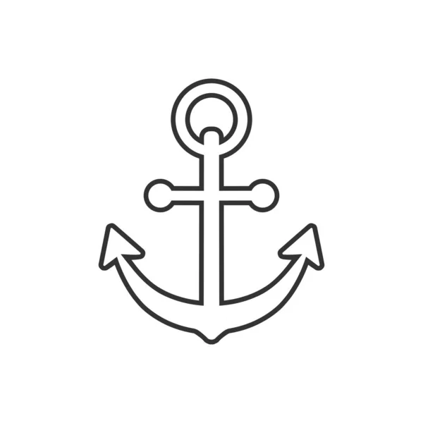 Icono de signo de ancla del barco en estilo plano. Equipo marítimo vector i — Vector de stock