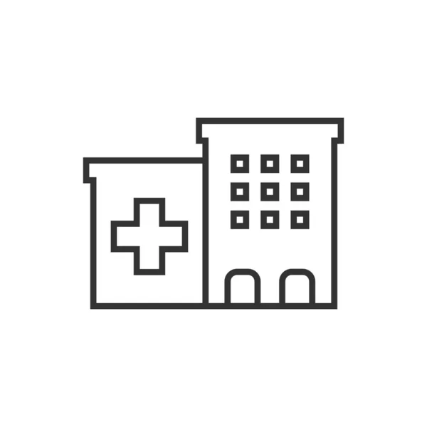 Hospital Building icon in platte stijl. Infirmary vector illustrat — Stockvector