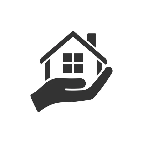 Icône de soins à domicile en style plat. Illustration vectorielle de maison à main — Image vectorielle