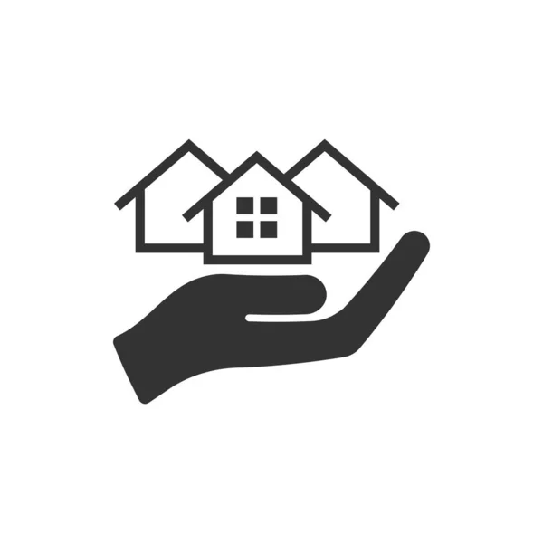 Home Care-ikonen i platt stil. Hand Hold House vektor illustratio — Stock vektor