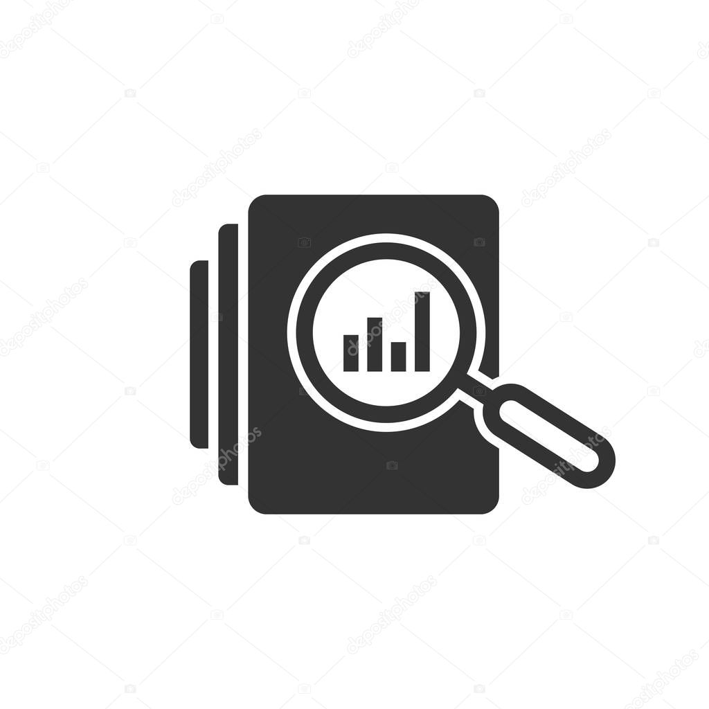 Audit document icon in flat style. Result report vector illustra