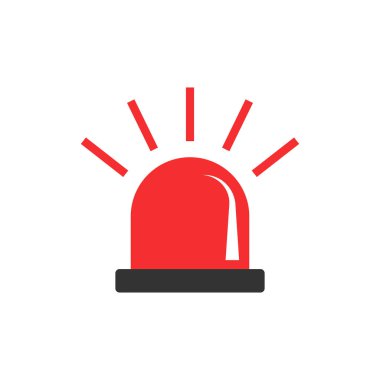 Düz tarzda acil siren simgesi. Polis alarm vektör illustra