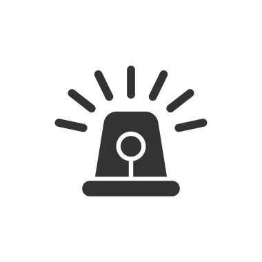 Düz tarzda acil siren simgesi. Polis alarm vektör illustra