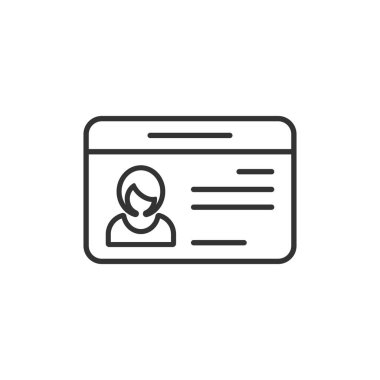 Düz stilde kimlik kartı simgesi. Kimlik etiketi vektör çizimi üzerinde 