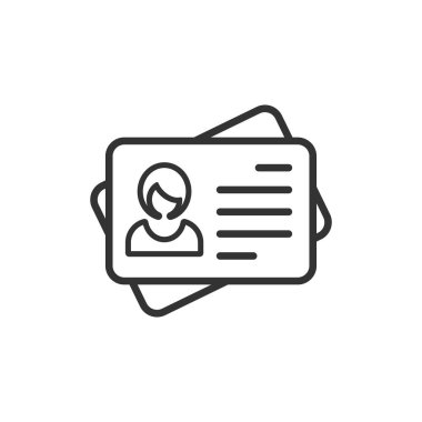 Düz stilde kimlik kartı simgesi. Kimlik etiketi vektör çizimi üzerinde 