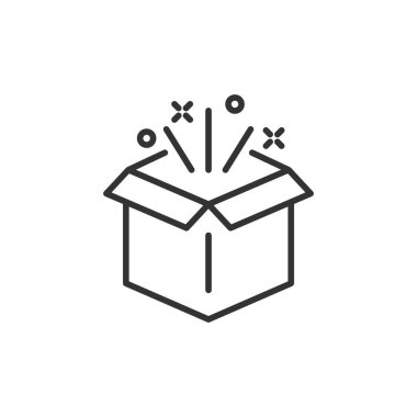 Düz tarzda hediye kutusu simgesi. W üzerinde Magic durumda vektör illüstrasyon