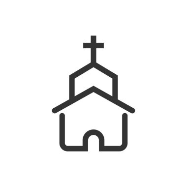 Düz tarzda kilise simgesi. Beyaz i şapel vektör illüstrasyon