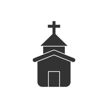 Düz tarzda kilise simgesi. Beyaz i şapel vektör illüstrasyon