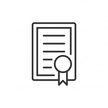 Düz stilde sertifika simgesi. Lisans rozeti vektör illustratio