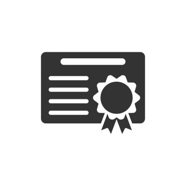 Düz stilde sertifika simgesi. Lisans rozeti vektör illustratio