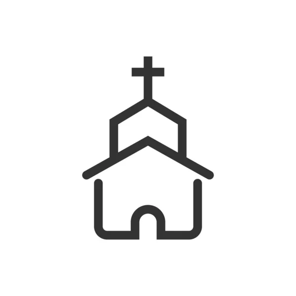 Düz tarzda kilise simgesi. Beyaz i şapel vektör illüstrasyon — Stok Vektör