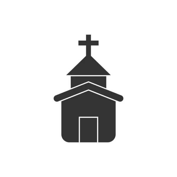 平面风格的教堂图标。白色 i 上的礼拜堂矢量插图 — 图库矢量图片