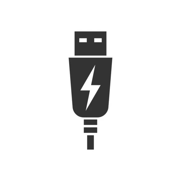 Ikona kabelu USB je v plochém stylu. Elektrický vektor — Stockový vektor