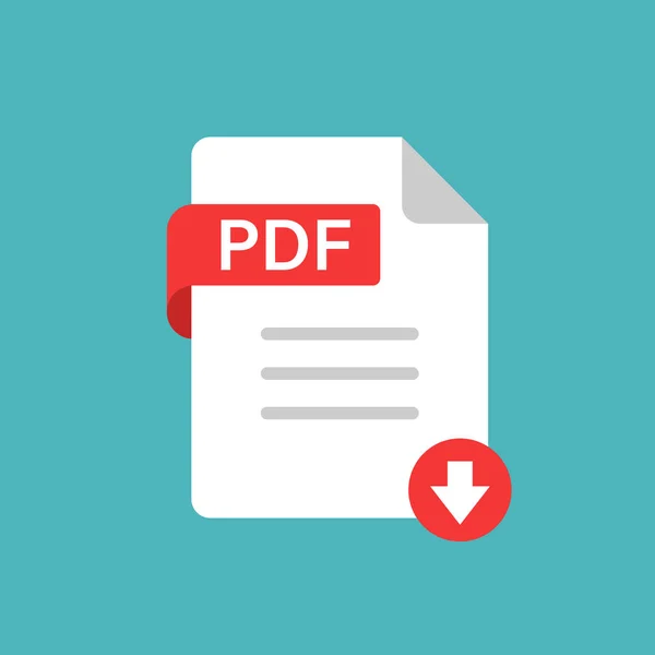 Pdf icon in flat style. Текстовая векторная иллюстрация документа по почему — стоковый вектор