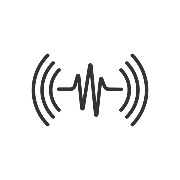 Ηχητικό κυματοειδές εικονίδιο σε επίπεδη στυλ. Εικόνα διανύσματος καρδιάς — Διανυσματικό Αρχείο