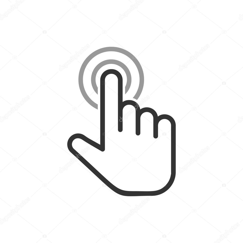 Click mouse icon in flat style. Pointer vector illustration on w