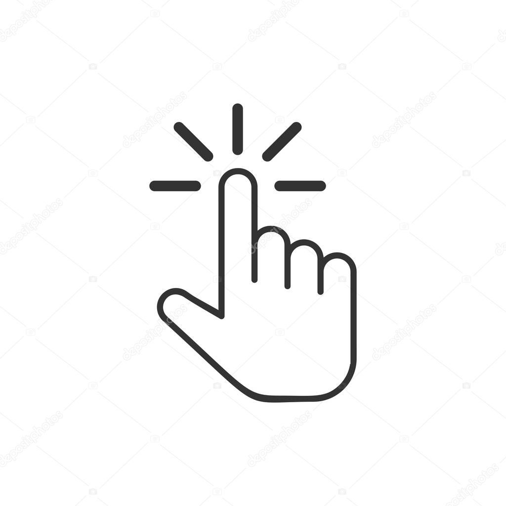 Click mouse icon in flat style. Pointer vector illustration on w