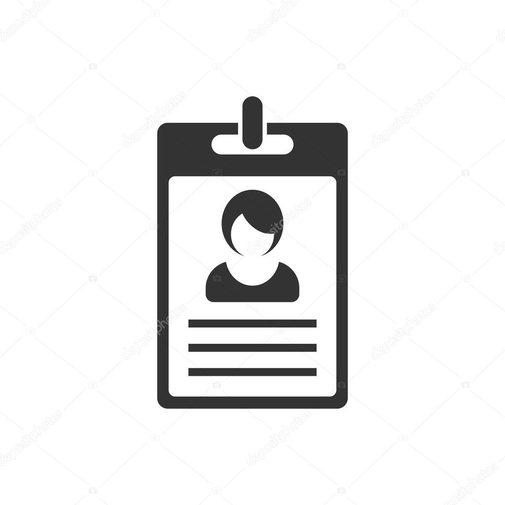 Id card icon in flat style. Identity tag vector illustration on 