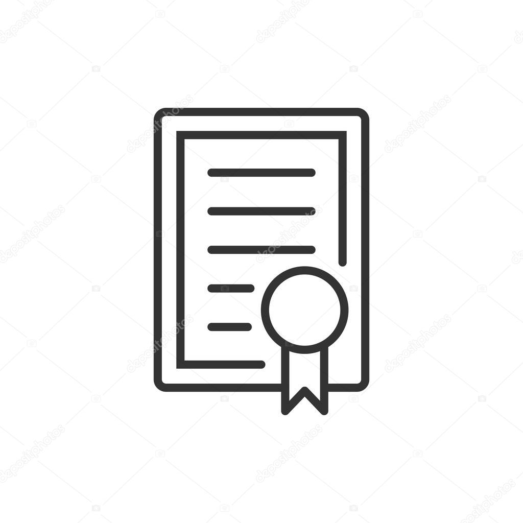 Certificate icon in flat style. License badge vector illustration on white isolated background. Winner medal business concept.