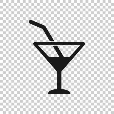 Şeffaf tarzda alkol kokteyl simgesi. İçecek cam vektör i