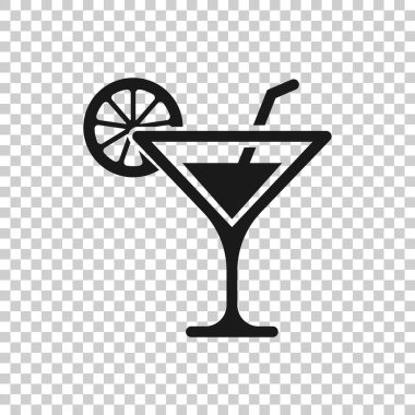 Şeffaf tarzda alkol kokteyl simgesi. İçecek cam vektör i