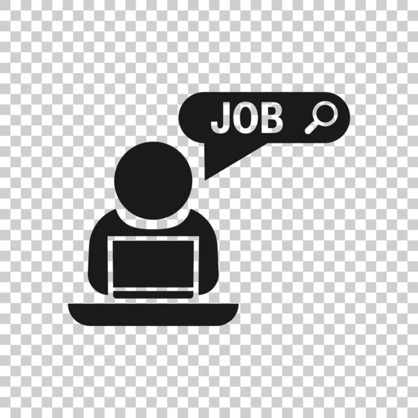 Search job vacancy icon in transparent style. Laptop career vect — Stock Vector