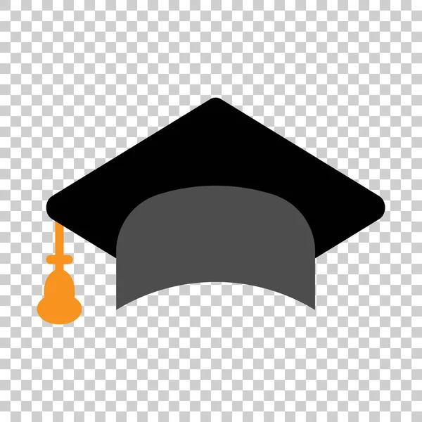 Saydam stilde mezuniyet kapağı simgesi. Eğitim şapka vektör ü — Stok Vektör