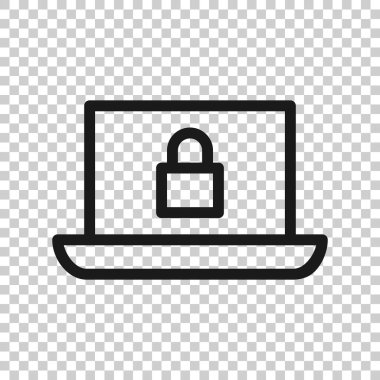 Saydam tarzda siber güvenlik simgesi. Asma kilit kilitli vektör 