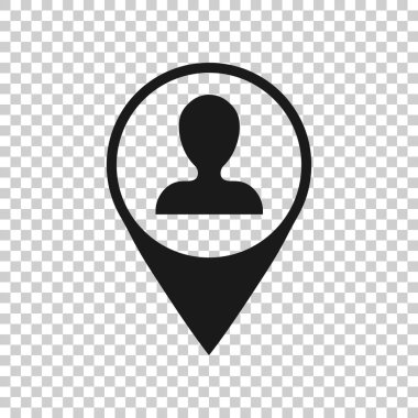 Saydam stilde yerleşim simgesi. İnsanlar vektör çizimini pinler