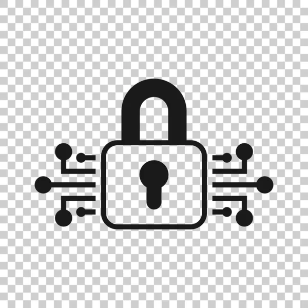 Icono de seguridad cibernética en estilo transparente. Candado vector bloqueado — Vector de stock