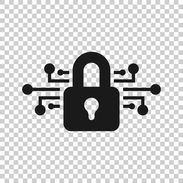 Ícone de segurança cibernética em estilo transparente. Padlock vector bloqueado — Vetor de Stock