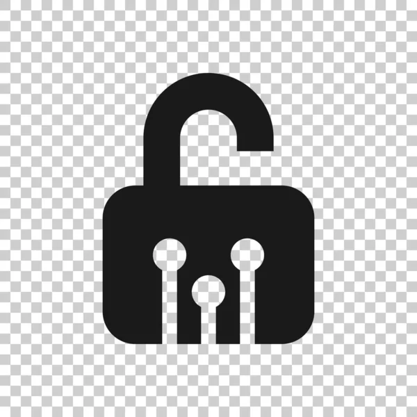 Ícone de segurança cibernética em estilo transparente. Padlock vector bloqueado —  Vetores de Stock