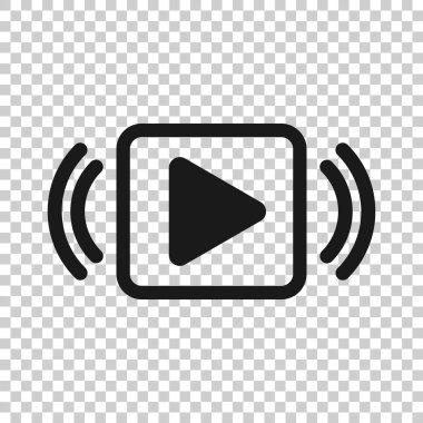 Düğme simgesini saydam bir şekilde oynatın. Streaming tv vektör illus