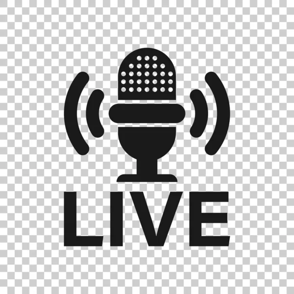 Microphone icon in transparent style. Live broadcast vector illu — Stock Vector