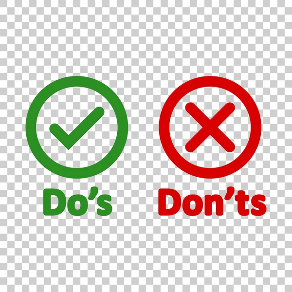 Do's and don'ts sign icon in transparent style. Like, unlike vec — Stock Vector
