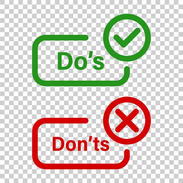 Do's and don'ts sign icon in transparent style. Like, unlike vec — Stock Vector